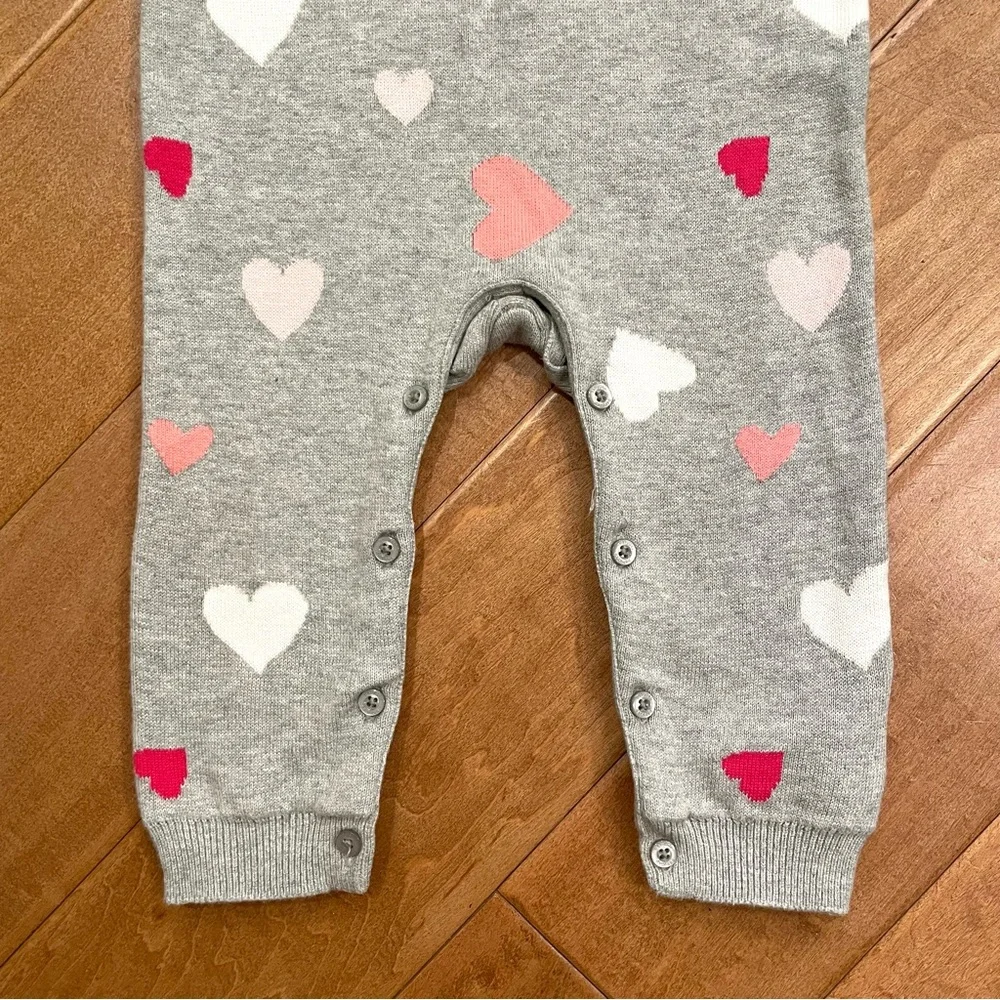 Baby Gap Knit Sweater Set One-Piece 12-18 months Grey Pink White Red Hearts